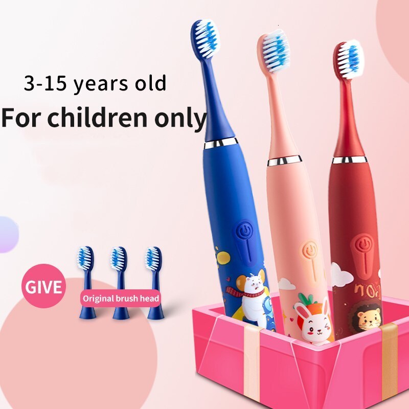 Toothbrush Childrens Electric Colorful Cartoon With Replacement Heads Ultrasonic Rechargeable Soft Hair Cleaning Brush for Kids 230906