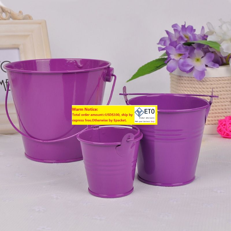 100pcs Metal Wedding Party Shower Gift Potted Plants Mini Small Assorted Colored Tin Pails Buckets Bucket Candy Chocolate Box ZZ