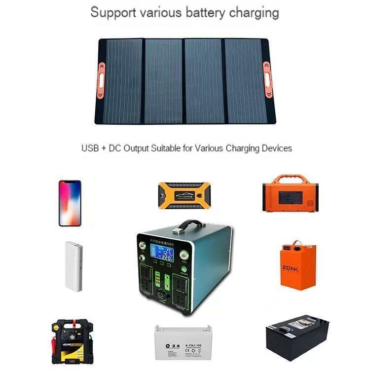 Portable Solar Panel 100W 150W 300W 400W 500W 600W With Dual 5v USB 18v DC Output Monocrystalline Solar Charger Foldable For Generator 12v Power Stati