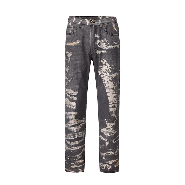 Ripped Denim Pants Vintage Do Old Black Blue Casual Straight Leg Jeans For Men Women Summer Fashion Clothing