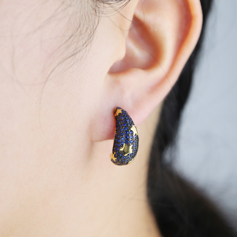 New designer Rainbow Color Star Moon Dome Charm Stud Earrings Iced Out Paved 5A Cubic Zircon Fashion Hip Hop Women Lady Festival Gift Jewelry
