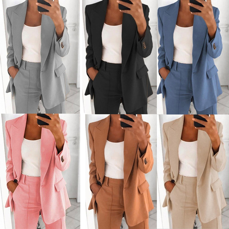 Womens Suits Blazers Blends Women Long VNeck Office Lady Jacket Fashion Lapel Slim Jacket Elegant Cardigan Female Full Sleeve Pocket Streetwear Jacket