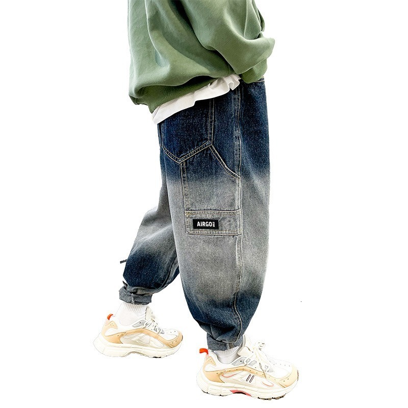 Jeans SpringAutumn Kids Children Trousers Boys Casual Alphabet Children's Pants Suitable for 4 6 8 10 14 16 Years Old 230905