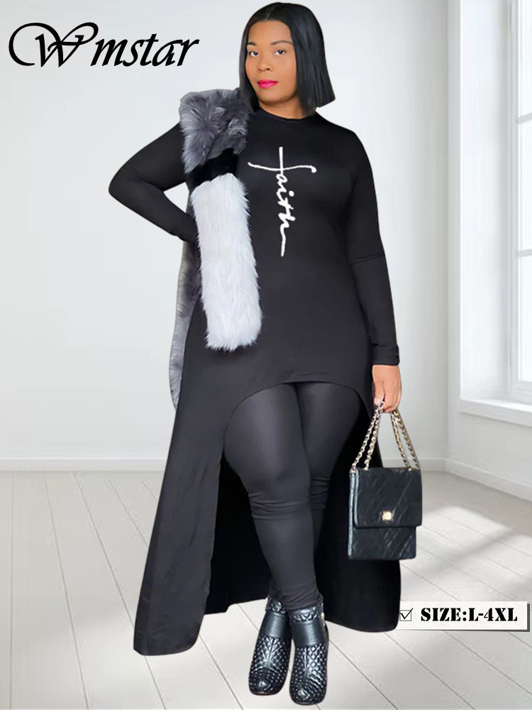 Women's Plus Size Tracksuits Wmstar Two Piece Set for Women Clothing Long Tops and Pants Sets Leggings Matching Stretch Wholesale Dropshopping 23