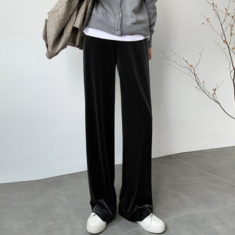 Women's Pants s 2023 Spring Autumn Golden Velvet Wideleg Pant Loose Highwaisted Straight Trousers Tube Casual Drag Plus Size Wear 230905