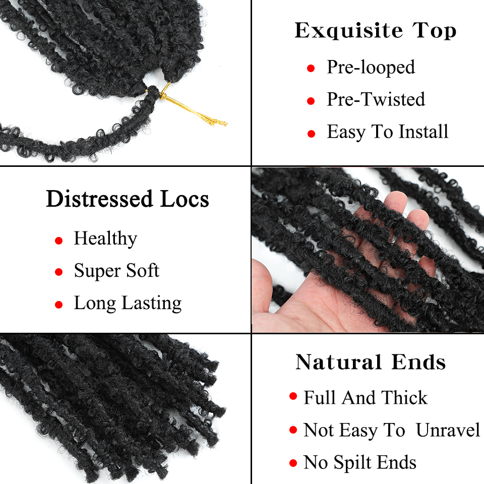 Human Hair Bulks 14 18 24 Inch Goddess Butterfly Locs Crochet Hair Ginger Burgundy Blonde Dreadlocks Butterfly Faux Soft Locs Crochet Hair Braids 2309