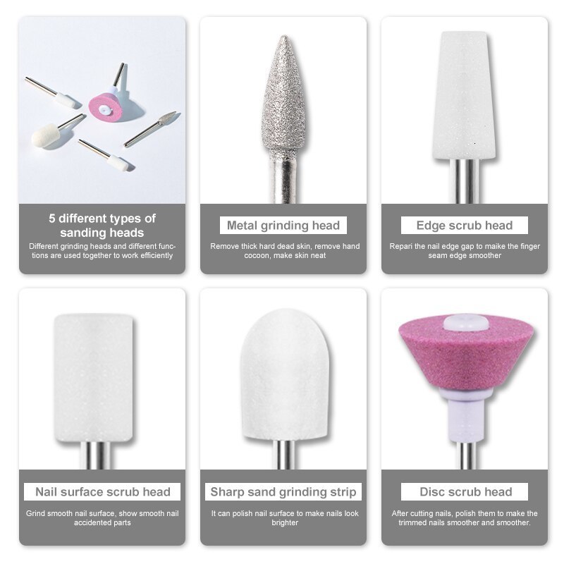 Nail Manicure Set 5 In 1 MINI Electric Drill Kit Pedicure Grinding Polishing Art Sanding File Pen Tools Machine 230906