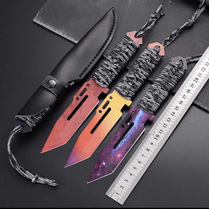 Lanyard knife outdoor high hardness self-defense stainless steel small straight survival in the wild 1K5H
