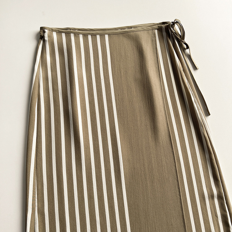 Skirts 23 Colors TOTE ME Crepe de Chine 18MM Silk Wrap Lace Up Half Skirt Slippery Drop Hip 230906