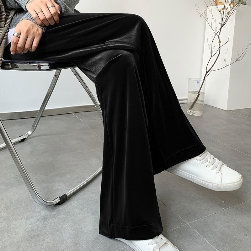 Women's Pants s 2023 Spring Autumn Golden Velvet Wideleg Pant Loose Highwaisted Straight Trousers Tube Casual Drag Plus Size Wear 230905