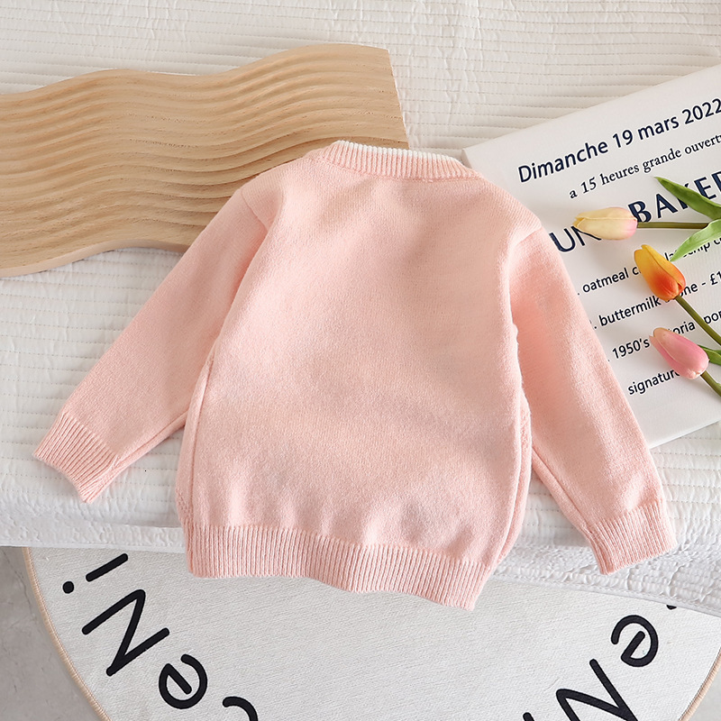 Pullover 2 6 Years Kids Girl Cardigan Floral Decoration Baby Winter Clothes Sweater Korean Style Girls Children's Sweaters 230905