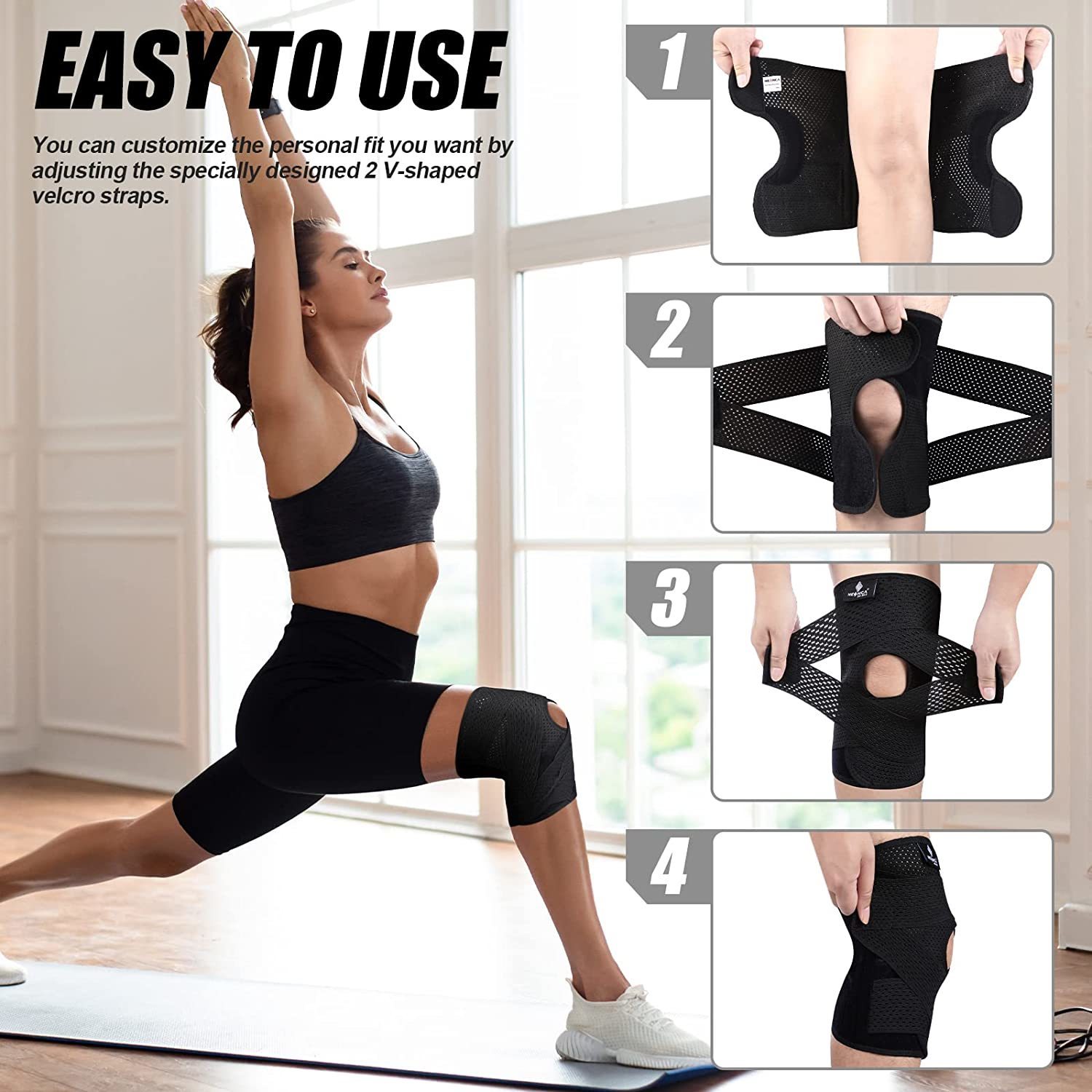 Elbow Knee Pads Breathable Knee Pads Support with Side Stabilizers for Men and Women Meniscal Tear Knee Pain ACL MCL Arthritis Injuries Recovery 23090
