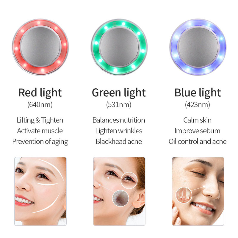 Hot Cold Hammer Beauty Machine Home Use Mini Body Face Massager Cryo Treatment Led Light Photon Therapy Skin Lifting Face Skin Rejuvenation Anti Aging