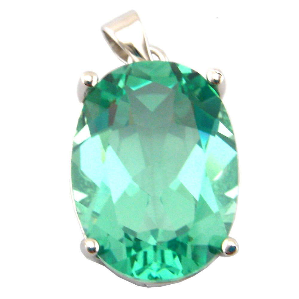 silver jewelry pendant green spinel pendant women necklace