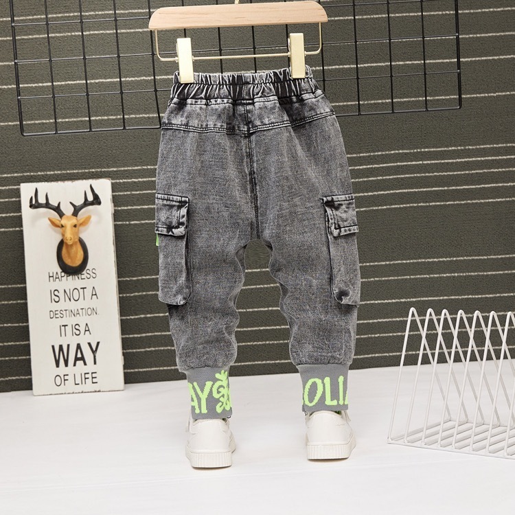 Jeans Baby Boys Girls Pants Children Trousers 1 9Yrs Casual Letter Cartoon For Kids 230906
