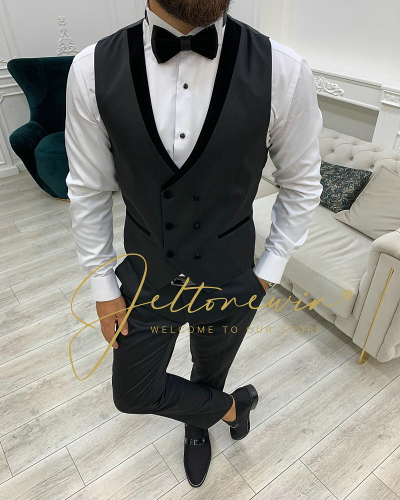 Men s Suits Blazers Costume Homme Mariage Formal Fashion Black Slim Fit For Men 3 Piece Groom Wedding Suit Tuxedo Latest Coat Pant 230906