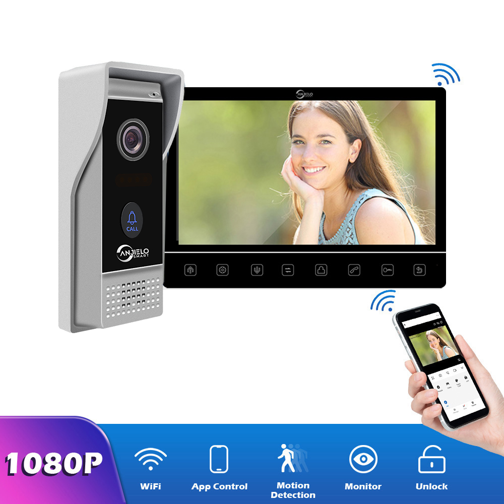 Latest AnjieloSmart 7 inch Touch Button Monitor With Night Vision Doorbell Camera Video Intercom For Home Villa