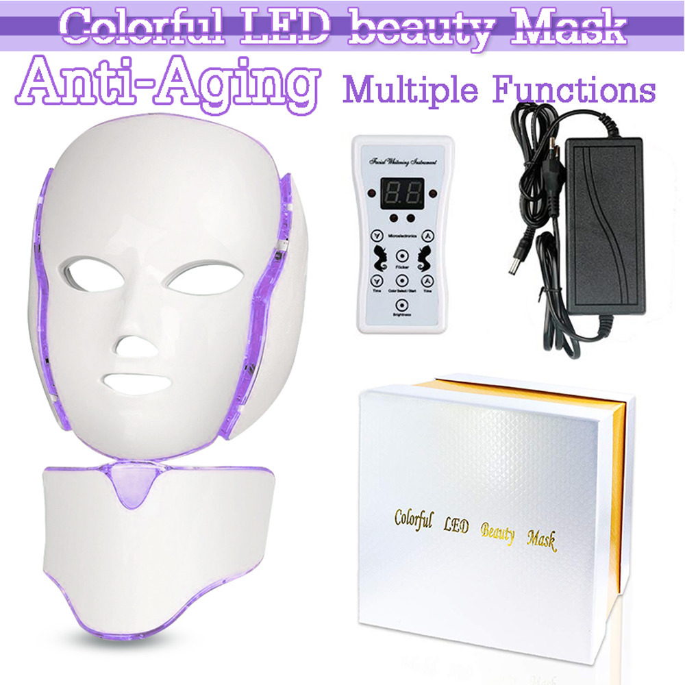 Face Care Devices 7 Colors Light LED Mask with Neck Face Care Treatment Beauty Face Skin Rejuvenation Machine 230905