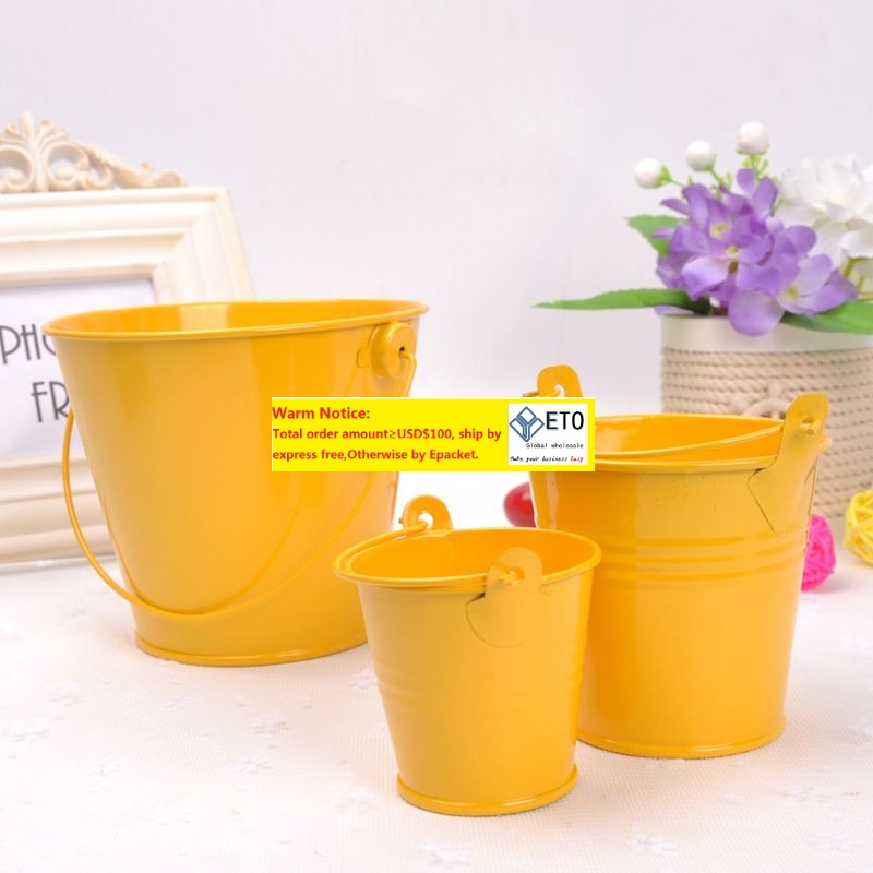 100pcs Metal Wedding Party Shower Gift Potted Plants Mini Small Assorted Colored Tin Pails Buckets Bucket Candy Chocolate Box ZZ