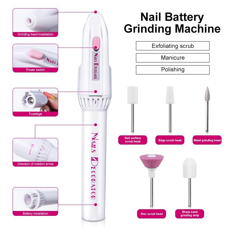 Nail Manicure Set 5 In 1 MINI Electric Drill Kit Pedicure Grinding Polishing Art Sanding File Pen Tools Machine 230906