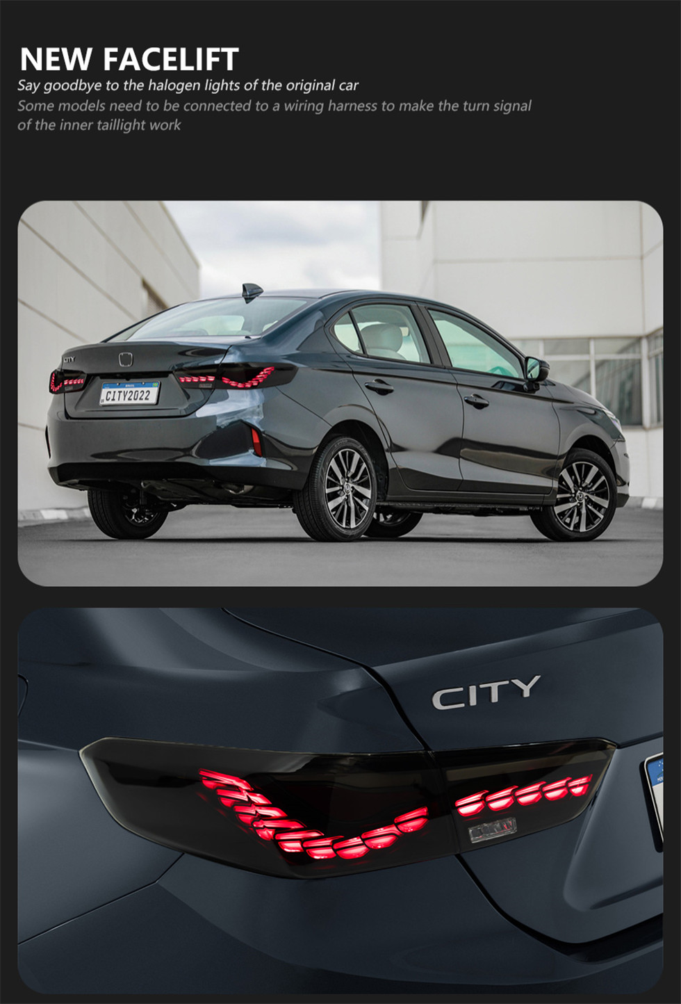 Car LED Tail Lights For Honda CITY 20 21-2023 Taillights With Sequential Dynamic Turn Signal Animation Brake Taillight