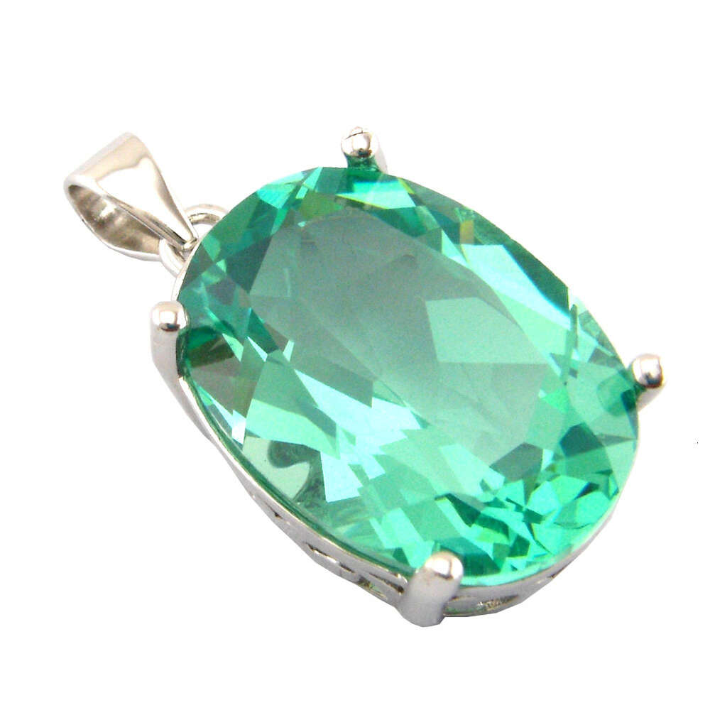 silver jewelry pendant green spinel pendant women necklace