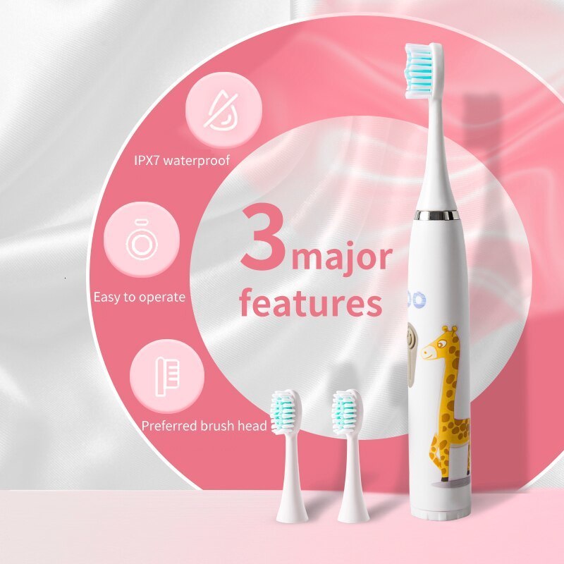 Toothbrush Childrens Electric Colorful Cartoon With Replacement Heads Ultrasonic Rechargeable Soft Hair Cleaning Brush for Kids 230906