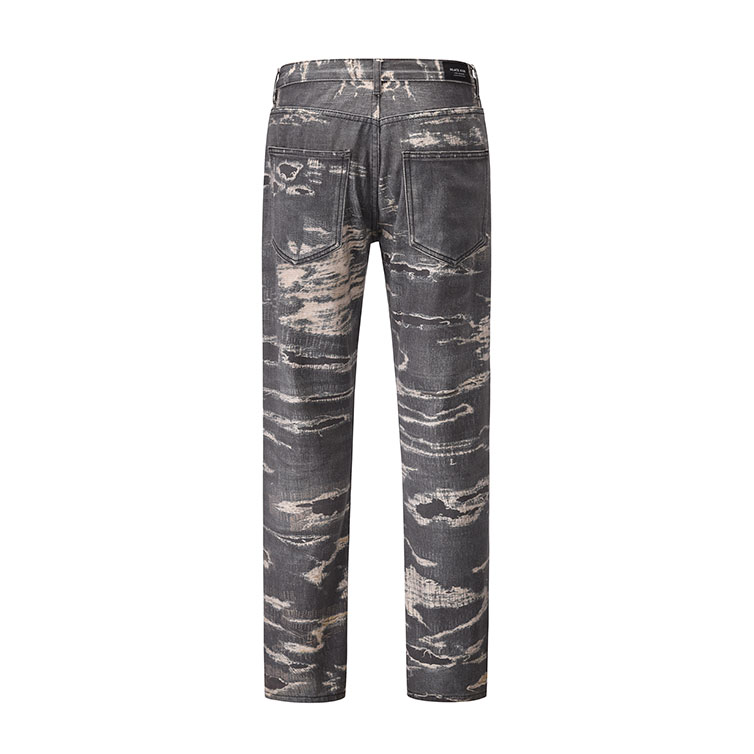 Ripped Denim Pants Vintage Do Old Black Blue Casual Straight Leg Jeans For Men Women Summer Fashion Clothing
