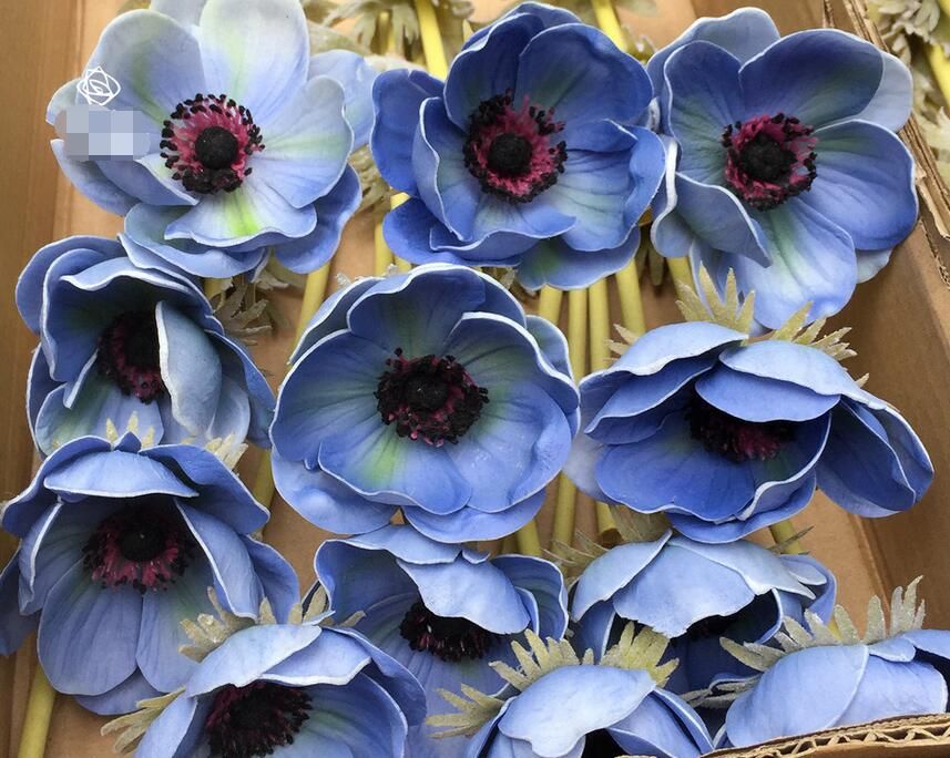 Wedding Flowers Real Touch White Anemones PU Artificial For Bouquet Table Centerpieces Natural PU ZZ