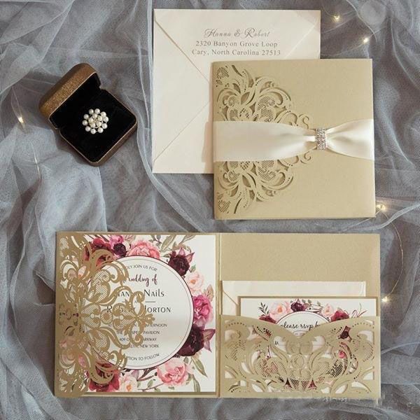 European Style Laser Hollow Personal Wedding Inviitation Cards Customization Invites With Envelope Wedding Accessory Blank Inner Custom ZZ
