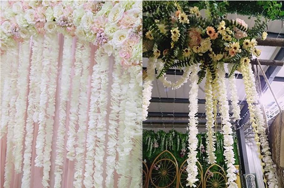 Decorative Flowers 100CM Artificial Cherry Blossom Vine Silk Strings For Party Wedding Ceiling Decor Fake Garland Arch Ivy Diy ZZ