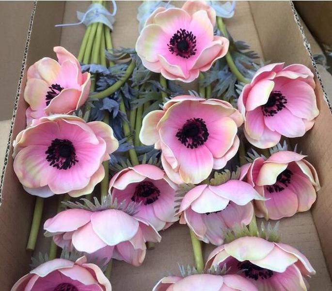 Wedding Flowers Real Touch White Anemones PU Artificial For Bouquet Table Centerpieces Natural PU ZZ