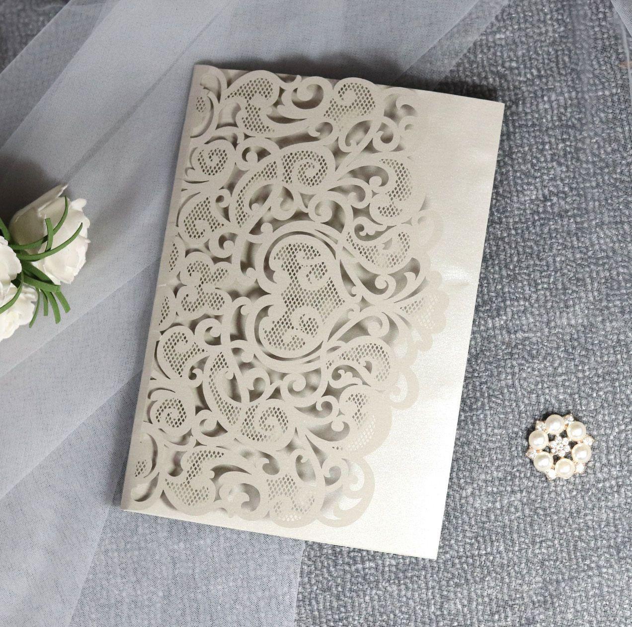 Wedding Invitations Fashion 3D Marriage Laser Cut Invite Card Hollow Out Personalized Insert Printing Mti Colors Folder Invitation ZZ
