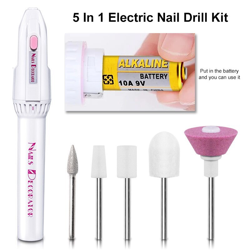 Nail Manicure Set 5 In 1 MINI Electric Drill Kit Pedicure Grinding Polishing Art Sanding File Pen Tools Machine 230906