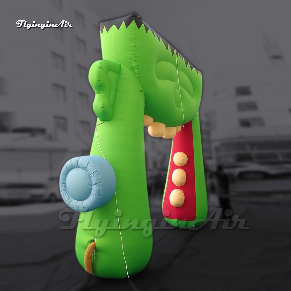 Cute Halloween Cartoon Character Large Inflatable Frank Gate 5m Green Monster Air Blow Up Frankenstein Head Arch For Entrance Decoration