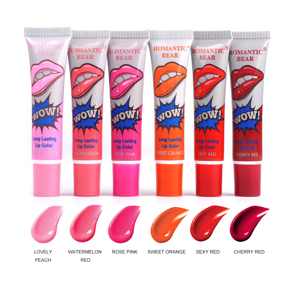 Cross-border ROMANTIC BEAR color Foundation Primer makeup not take off Sexy gloss tear pull mouth red lip honey cosmetics