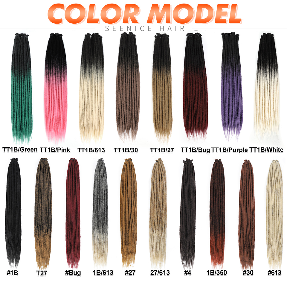 Human Hair Bulks Handmade Dreadlock Synthetic Extensions Straight Crochet Braiding Natural Hair For Afro Women And Men Ombre Black Brown SEENICE 23090