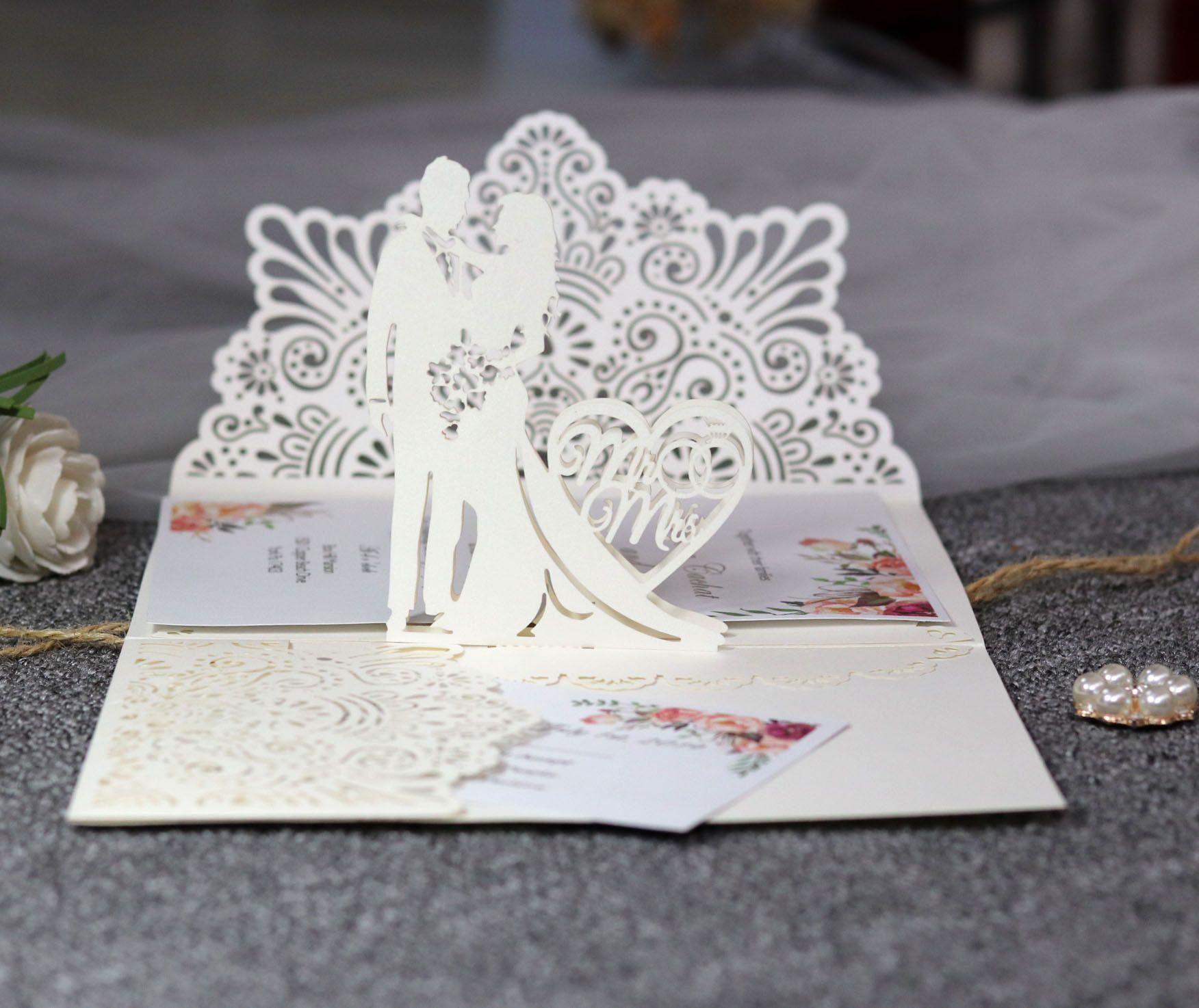 Wedding Invitations Bride And Groom Laser Cut Wedding Invitations Card Love Heart Greeting Card Valentines Day Wedding Party Favor ZZ