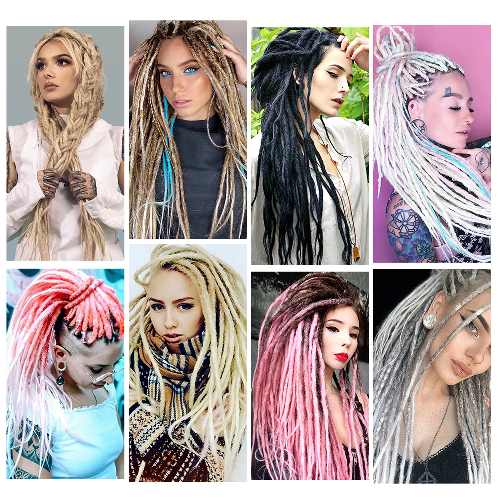 Human Hair Bulks Hippie Reggae Hair Dreads Handmade Dreadlocks Hair Extension Soft Locks Crochet Hair Faux Locs Hip Hop Rock Roll Braiding Hair 230906