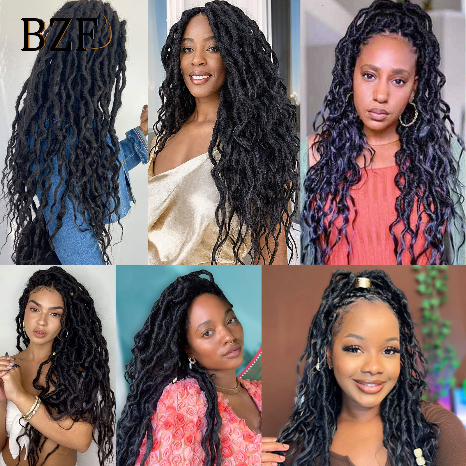 Human Hair Bulks 24 Inch Goddess Faux Locs Crochet Hair Braids Locs Curly Ends Dreadlocks Synthetic Braiding Hair Extensions Boho Hippie Locs 230906