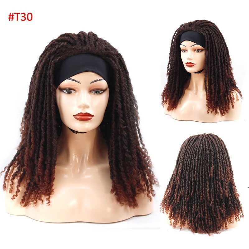 Human Hair Bulks Black Headband Wig Afro Crochet Twist Braided Synthetic Wig Headband Dreadlock Wigs for Black Women Daily Use 230906