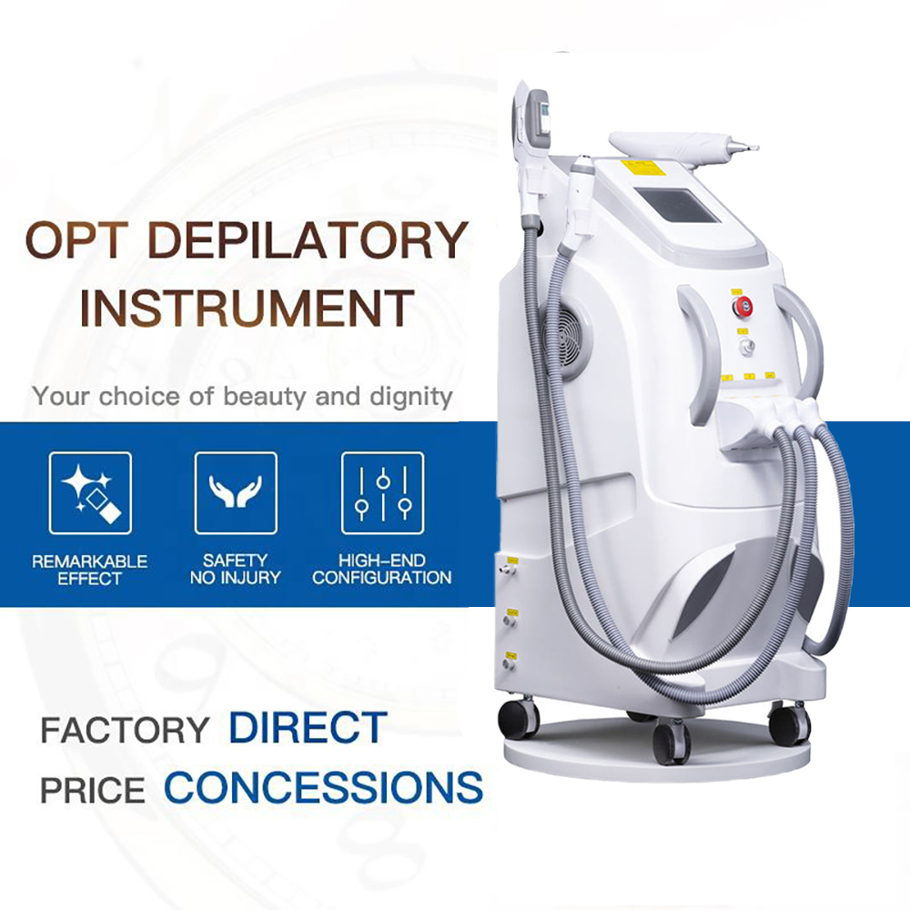 OED/OEM Stationary Permanent Hair/Tattoo Removal OPT + Nd Yag Laser Beauty Salon Skin Rejuvenation Carbon Peeling Tightening RF 3 in 1 Machine
