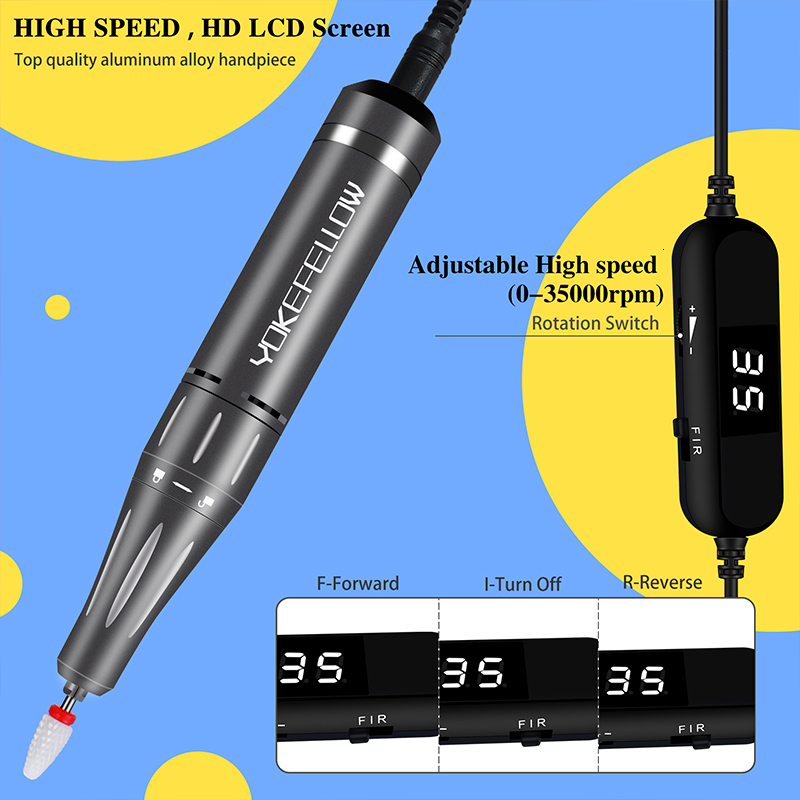 Nail Manicure Set 35000RPM Electric Machine USB Drill For Acrylic Gel Polish Professional Efile Milling Files Salon Tool 230906