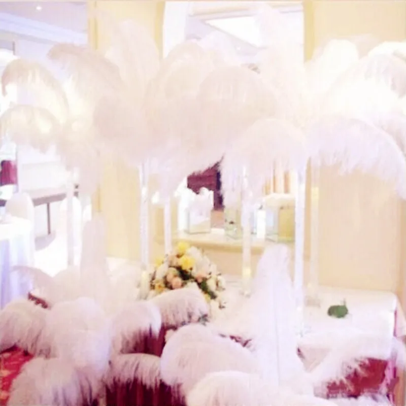 100Pcs/lot Party Decor Natural White Ostrich Feathers 20-25cm Colorful Feather Decoration Wedding Plumage Decorative Celebration Wholesale