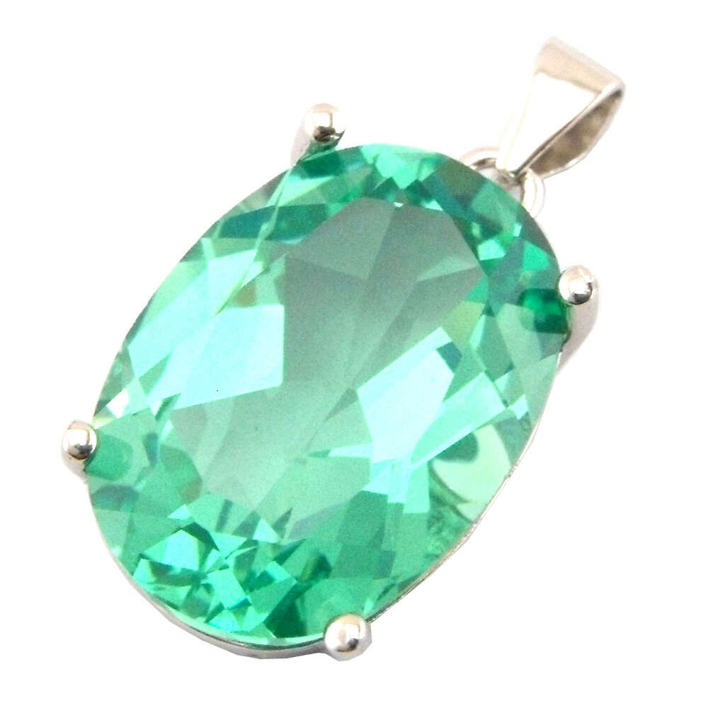 silver jewelry pendant green spinel pendant women necklace