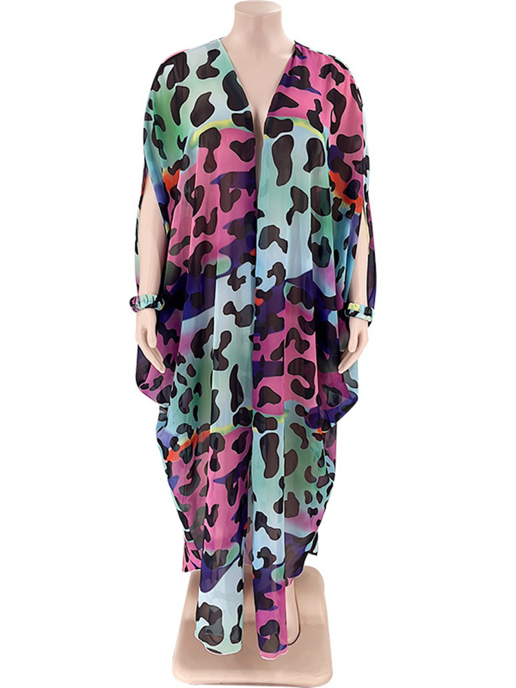 Women's Plus Size Tracksuits SOMO Two Piece Set Women Dress and Shawl Matching Summer 2023 Slip Floral Holiday Outfits Wholesale Dropshiping 2309