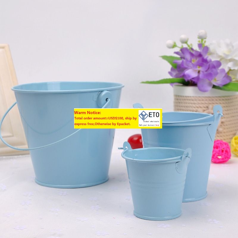 100pcs Metal Wedding Party Shower Gift Potted Plants Mini Small Assorted Colored Tin Pails Buckets Bucket Candy Chocolate Box ZZ