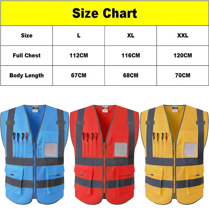 Men's Vests Custom Safety Vest Reflective with Pockets Zipper Front Work Your Hi Vis Viz High 230905