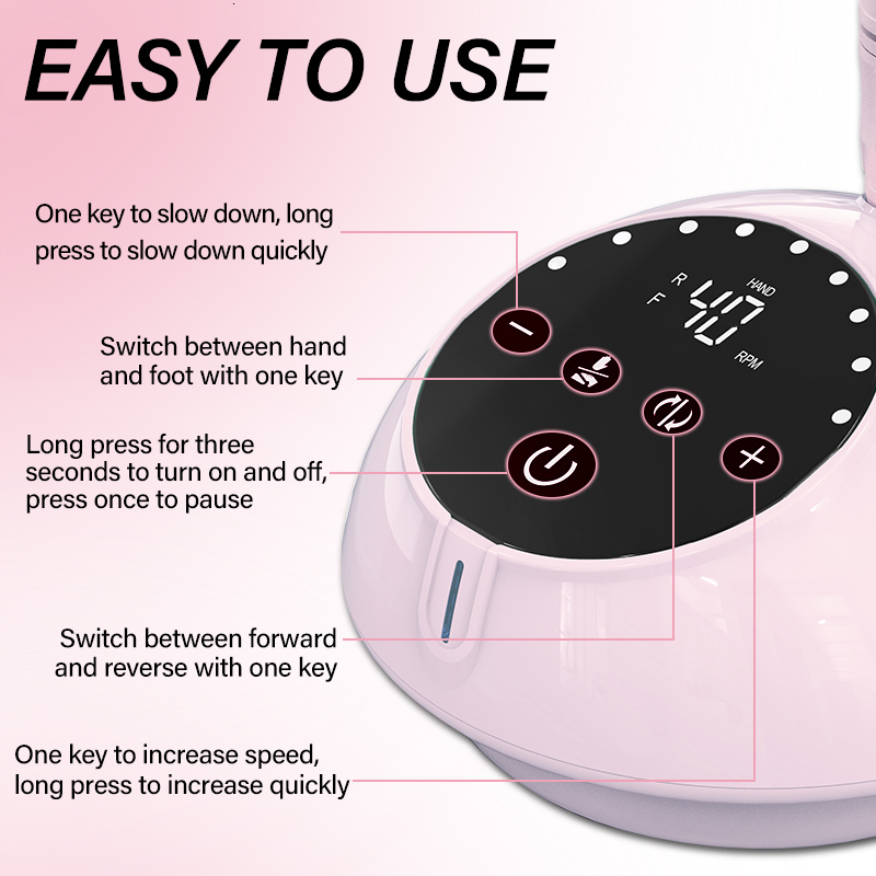 Nail Manicure Set 40000RPM Drill Machine With HD Display Upgrade Electric File Cutter Art Salon Tools 230906