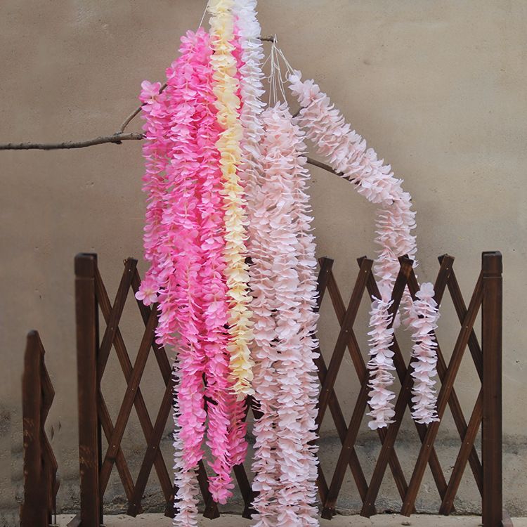 Decorative Flowers 100CM Artificial Cherry Blossom Vine Silk Strings For Party Wedding Ceiling Decor Fake Garland Arch Ivy Diy ZZ